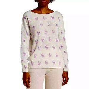 Skull Cashmere 360 Cashmere Genna Purple Skull Print Cashmere Sweater Size S